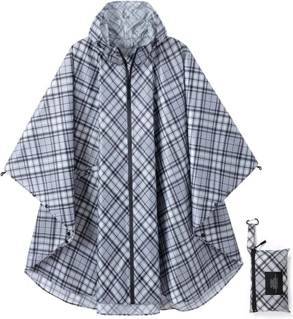 Rain Poncho Jacket Coat Hooded Zipper Style for Women/Men/Adult with Pocket