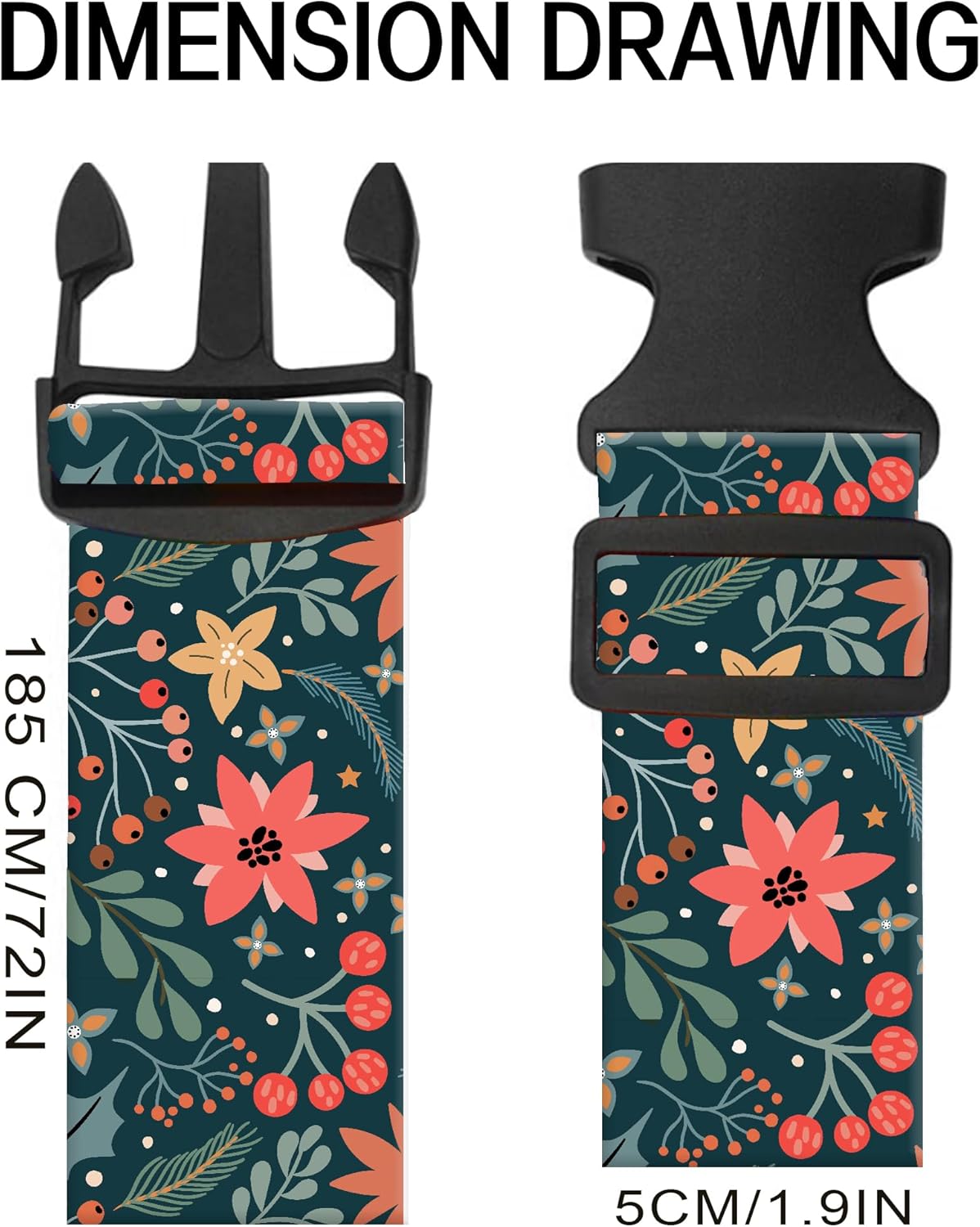 Luggage Straps for Suitcases, Adjustable Travel Belt, Durable Wide Luggage Strap, Cute Suitcase Strap Identifiers with Buckle, Bag Straps for Luggage, Cute Boho Flowers