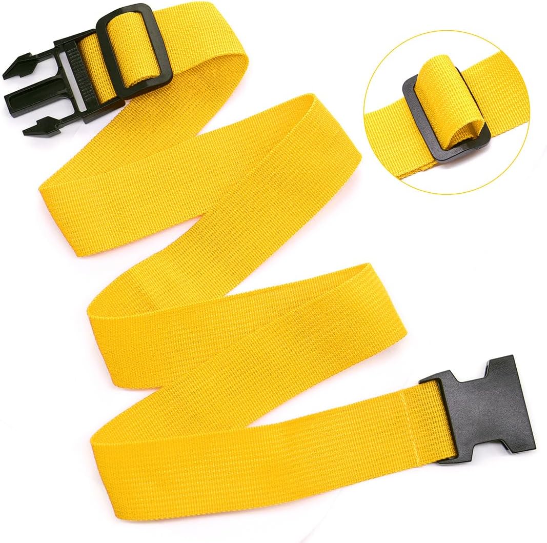 4Pack Luggage Straps for Suitcases, Travel Connector for Carry On Bag, Add Bag to Connect Two Suitcases, Adjustable Belt Attachment Accessories for Connect Your 3 Luggages, Yellow