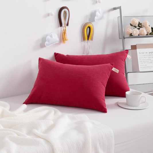 NTBAY Toddler Pillows, Down Alternative 13"x18" Pillows, Machine Washable - Soft and Breathable Travel Small Pillows for Sleeping, Ideal for Daycare, Crib, Cot, Red