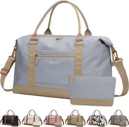 Travel Duffle Bag for Women, Weekender Bags,Hospital Bag for Labor Delivery,Lightweight Tote Duffel Overnight Bag with Luggage Sleeve,Airplane Travel Bags with Toiletry Bag,Large,Light Blue