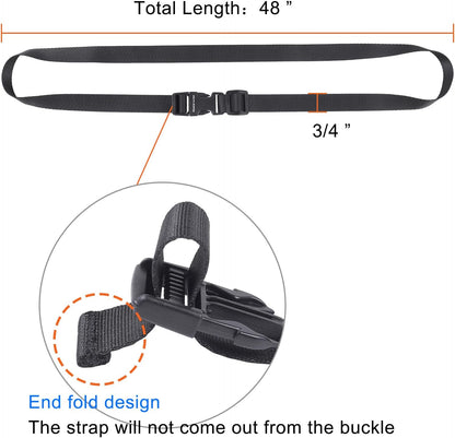 Buckle Straps with Clips, Adjustable Nylon Straps with Buckle, Black 4 Pack (4‘x0.75“)