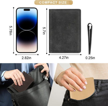Real Leather Passport Holder for Men and Women Travel, Handmade Passport Wallet, Passport Cover Case, Travel Must Haves Travel Essentials Accessories Birthday Gifts (Crazy Horse, Gray)