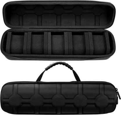 Juntan 5 Slots Hard Watch Travel Case, Portable Nylon Zipper Storage Organizer Box for Men Women with Soft Compressible Foam Pillow Black
