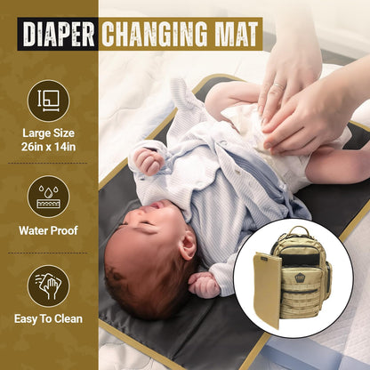 HighSpeedDaddy - Baby Diaper Backpack, Military-Grade, Waterproof, Compact Baby Travel Bag with Diaper Changing Mat