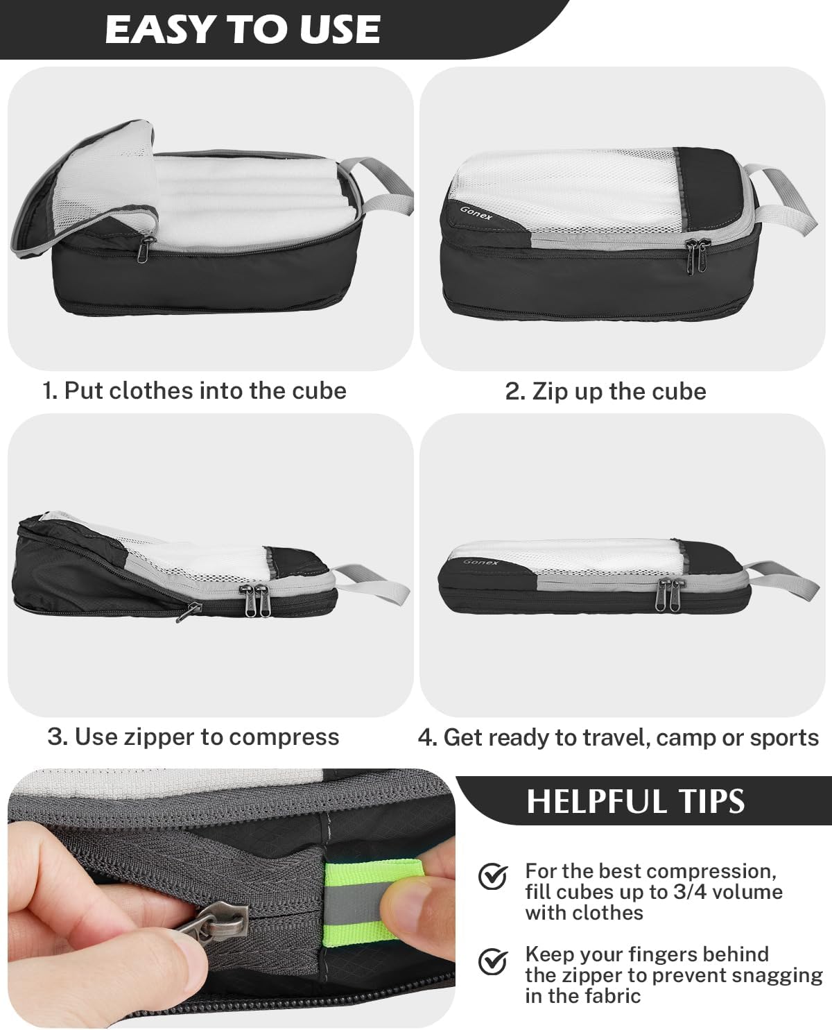 Compression Packing Cubes, Gonex Extensible Storage Mesh Bags Organizers