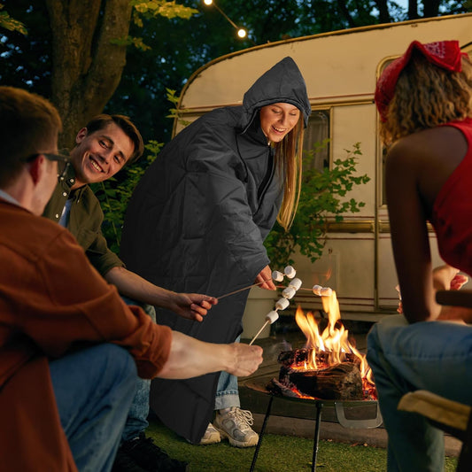 Outdoor Waterproof Blanket, Foldable Fleece Stadium Blanket for Outdoor Sports Event, Camping, Concerts, Car, Pet, Picnics - Windproof, Wearable, Machine Washable 80" x 58"