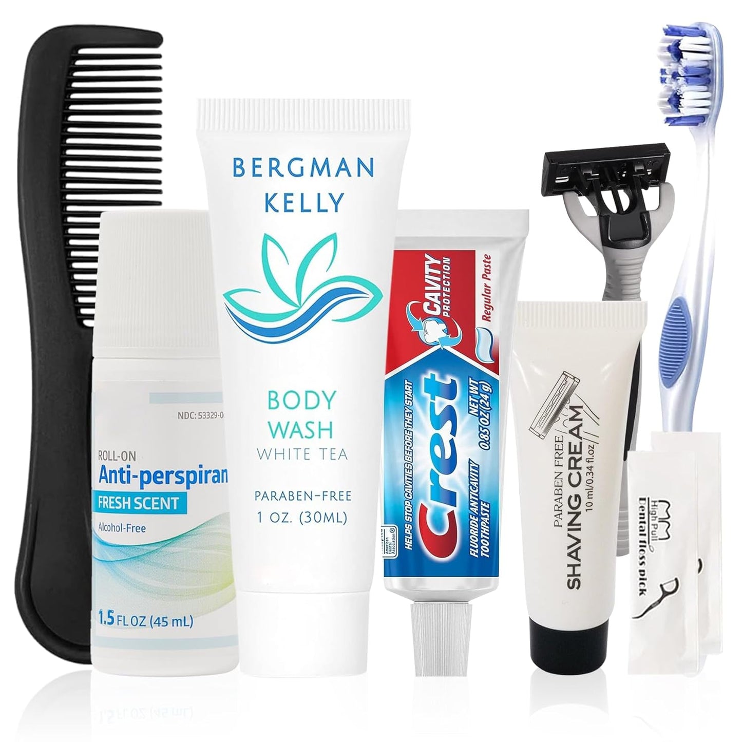 Trektote Travel Toiletry Kit For Men And Women – 10 Piece Set of Travel Size Toiletries, TSA Compliant, Includes Body Wash, Deodorant, Shaving Cream And Razor, Oral Care, Reusable Toiletry Bag & More