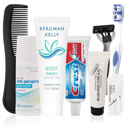 Trektote Travel Toiletry Kit For Men And Women – 10 Piece Set of Travel Size Toiletries, TSA Compliant, Includes Body Wash, Deodorant, Shaving Cream And Razor, Oral Care, Reusable Toiletry Bag & More