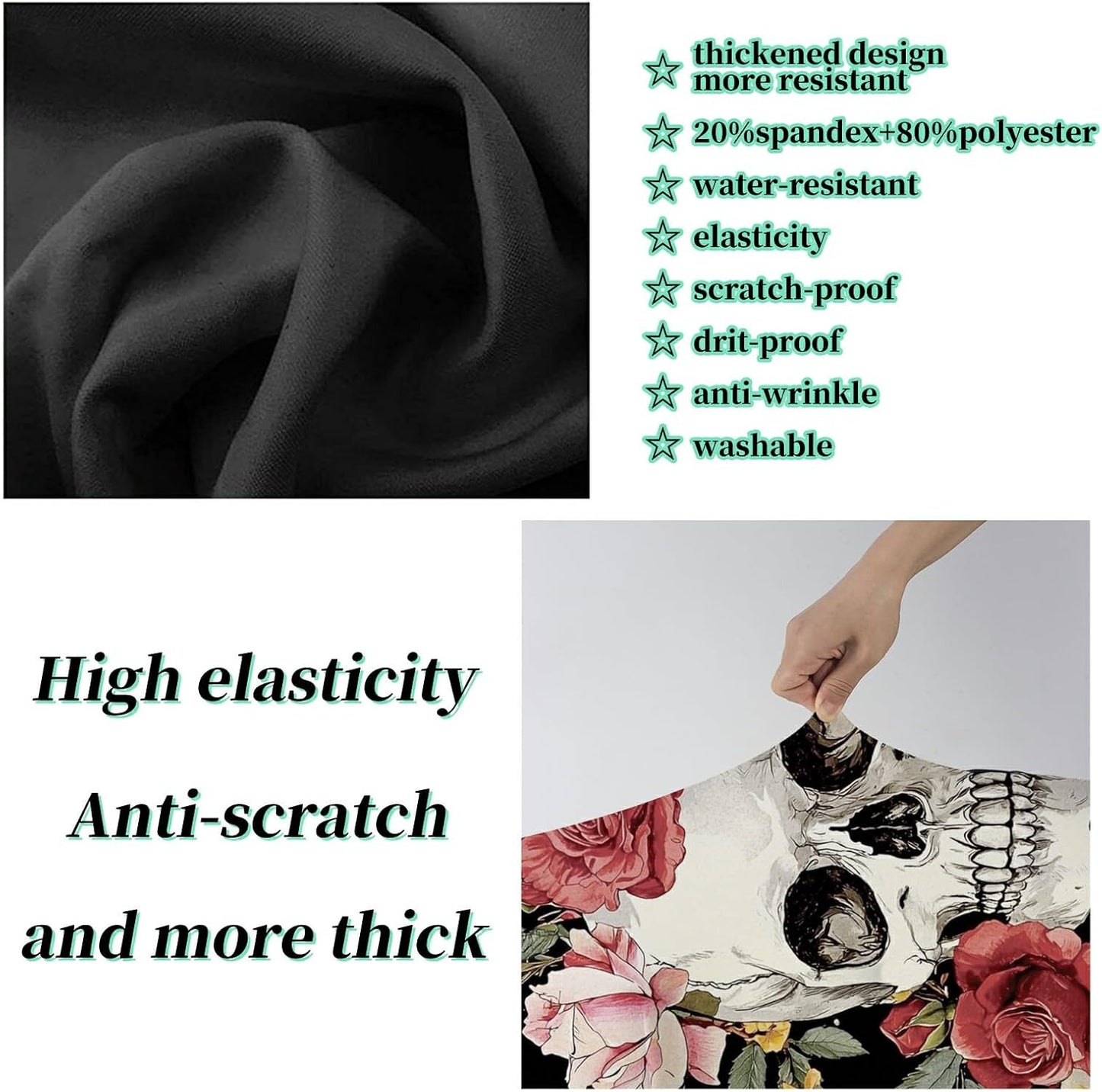 Luggage Cover Suitcase Protector Plus 1 Luggage Tag, Sugar Rose Skull Travel Suitcase Cover for 26-28 inch Luggage (L) with Concealed Zipper Washable Elastic Cloth Dustproof Anti-Scratch