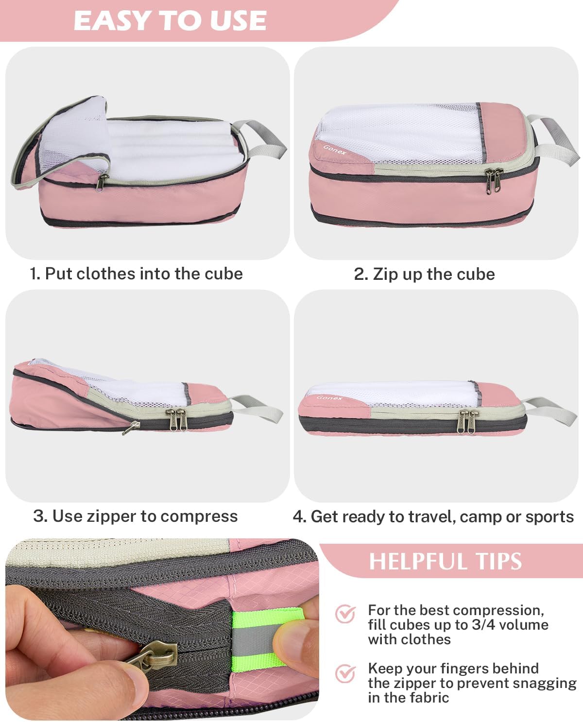 Compression Packing Cubes, Gonex Extensible Storage Mesh Bags Organizers