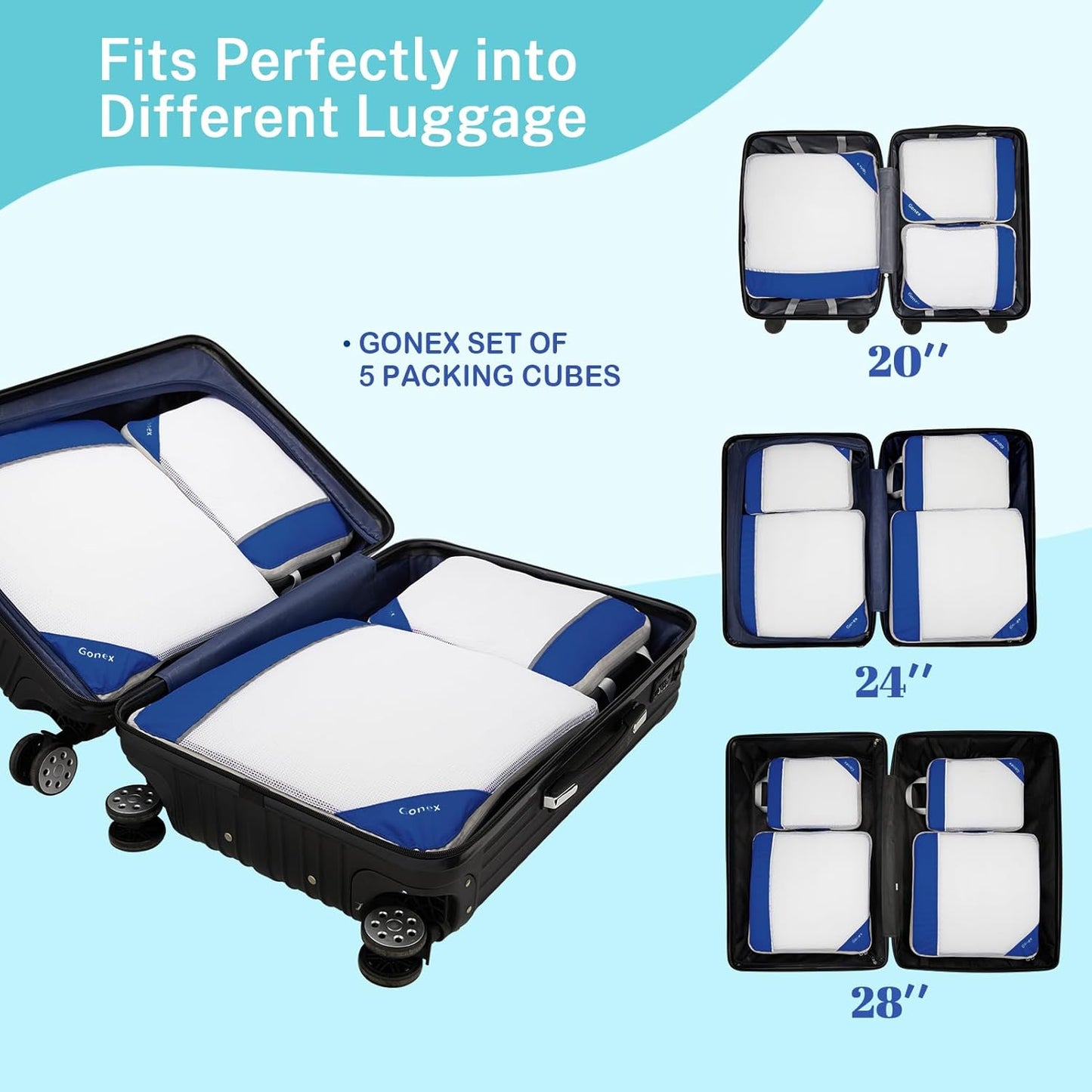 Compression Packing Cubes, Gonex Extensible Storage Mesh Bags Organizers