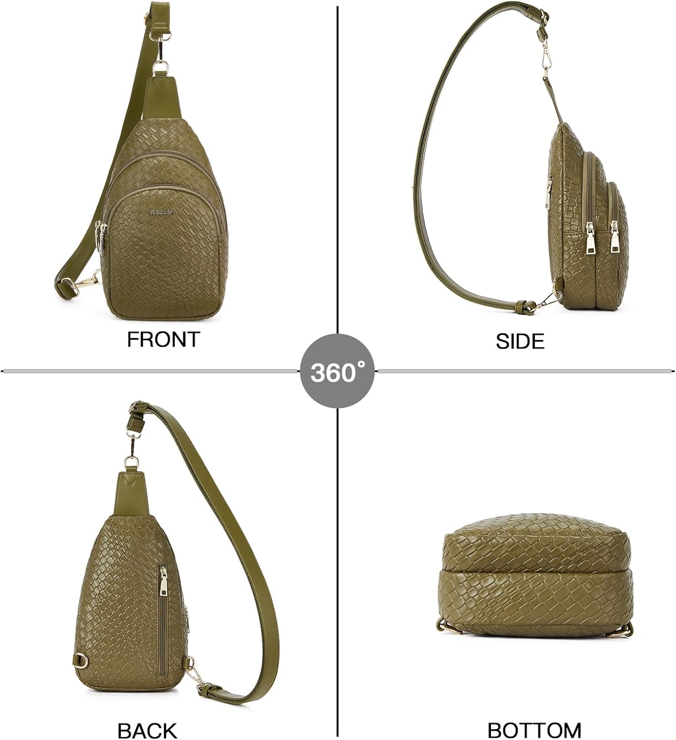 Telena Small Sling Bag for Women Leather Crossbody Fanny Packs Chest Bag for Women