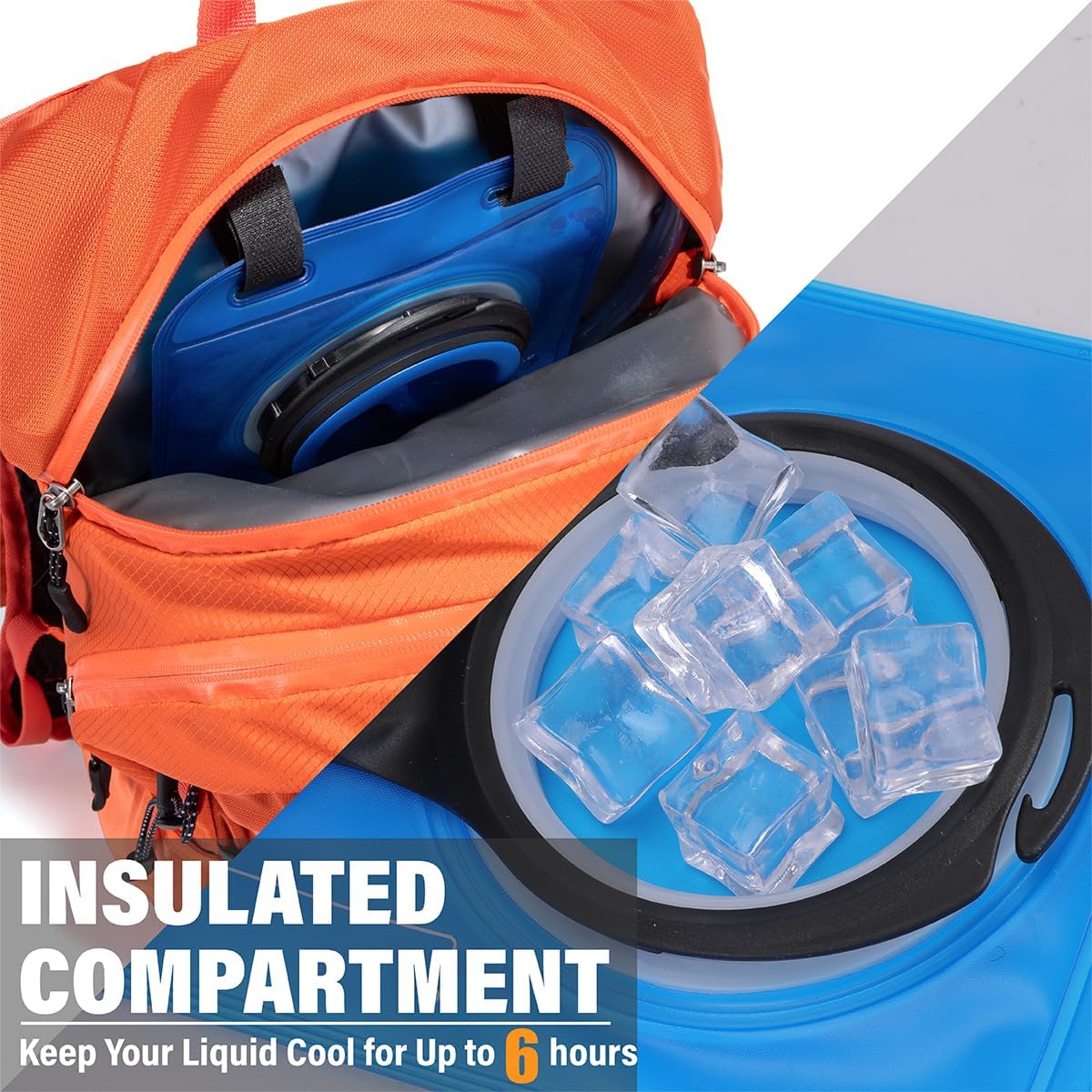 Insulated Hydration Backpack Pack with 2L Water Bladder Lightweight 22L Hiking Backpack Bag for Women Men Daypack for Hiking Running Festival Camping Biking