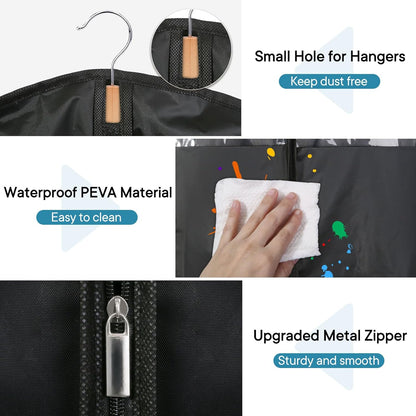 50" Black Garment Bag, Mens Suit Bags for Closet Storage and Travel, Garment Bags for Hanging Clothes, Suit Cover Bags with Zipper for Coats, Dresses, Shirts, 10 Packs