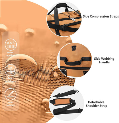 CONTAIL 32" Soft-Sided Rolling Duffle Bag with 2 Wheels,Expandable from 110L to 140L, Foldable Travel Duffel with Multiple Compartments,Brown