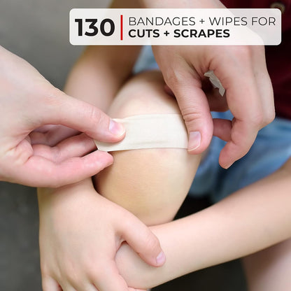 Thrive Home Essentials First Aid Kit (291 Pieces) - First Aid Bag with Multi-Sized Bandage, Gauze, Wipes, Scissors, Gloves, Tape, Ice Pack and More