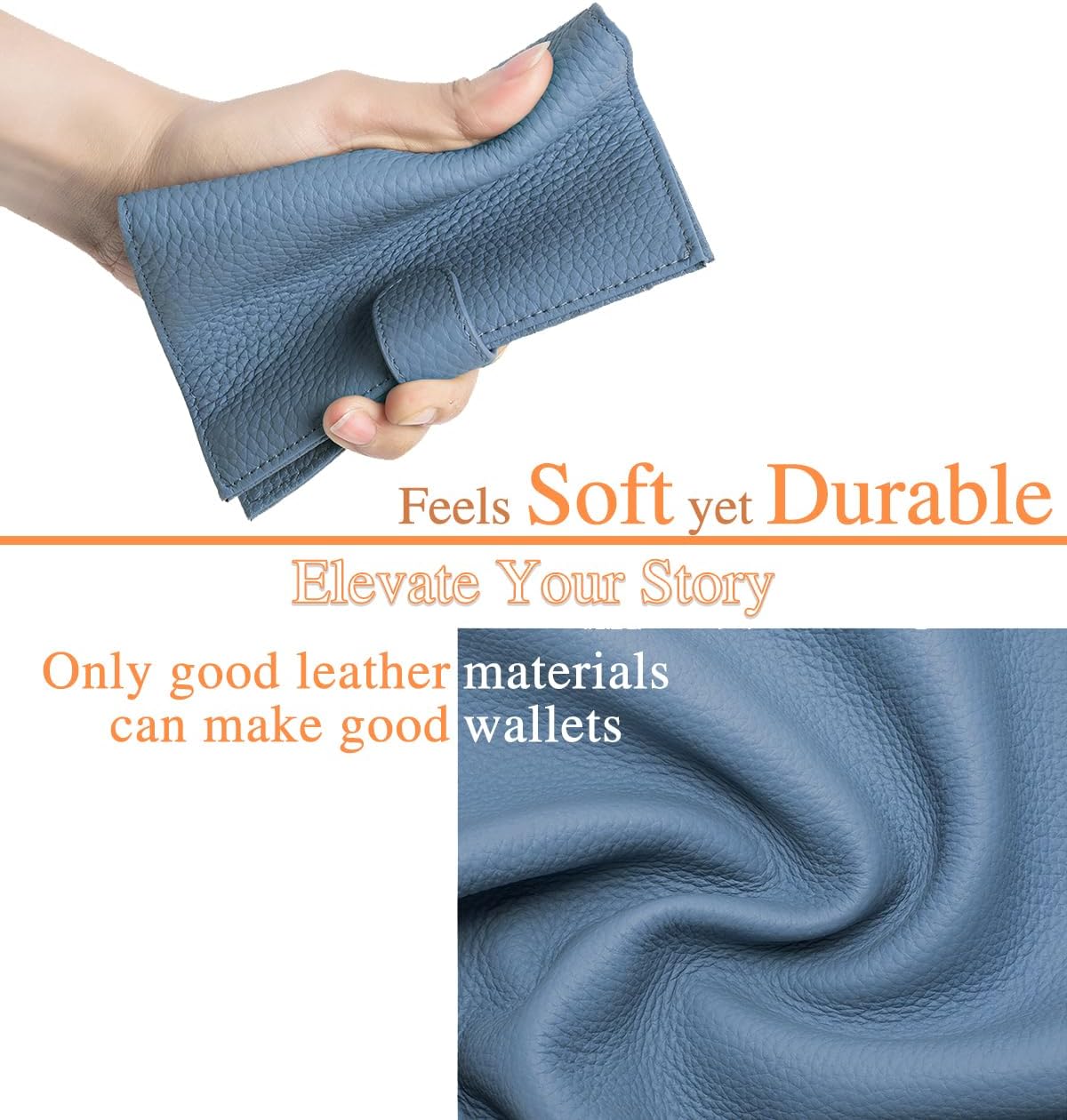 Slim RFID Leather Passport Holder for Travel Women & Men – Compact Travel Passport Wallet with Passport Slot & Card Slots, Zippered Coin Pocket & Travel Passport Cover Case – Denim Blue