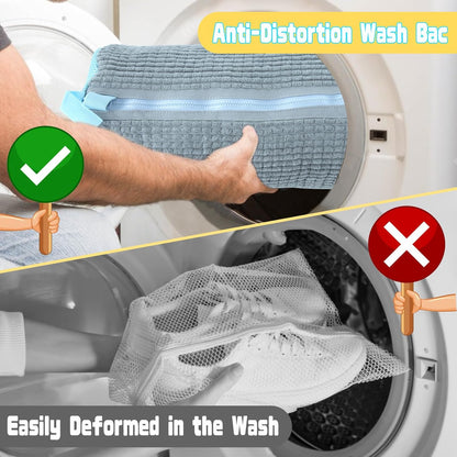 2PCS Shoe Washing Machine Bgs,Laundry Shoe Bags for Washer and Dryer, Reusable and Durable Zipper Sneaker Shoe Washing Bag, Tennis Shoe Cleaning Bag for All Shoe Types (Grey)