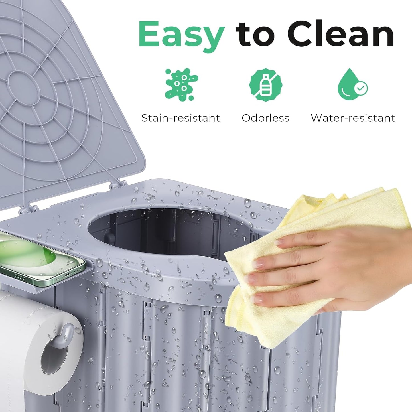 Sckee Camping Toilet, Portable Toilet for Adults, Portable Travel Folding Toilet with Lid and Paper Holder, Compact Potty for Car, Camp Toilet Portable Toilet for Camping, Hiking,Truck, RV, Beach