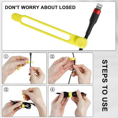 Nearockle 50Pcs Silicone Cable Ties Cord Organizer - Image 3