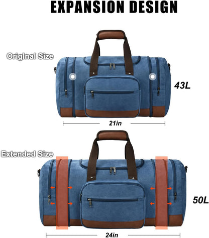 Dimayar Expandable Duffle Bag for Men, 50L Large-Capacity Weekender, Water-Resistant Mens Duffle Bags for Traveling, Lightweight & Durable Overnight Carry-On, Versatile Gym and Travel Bag