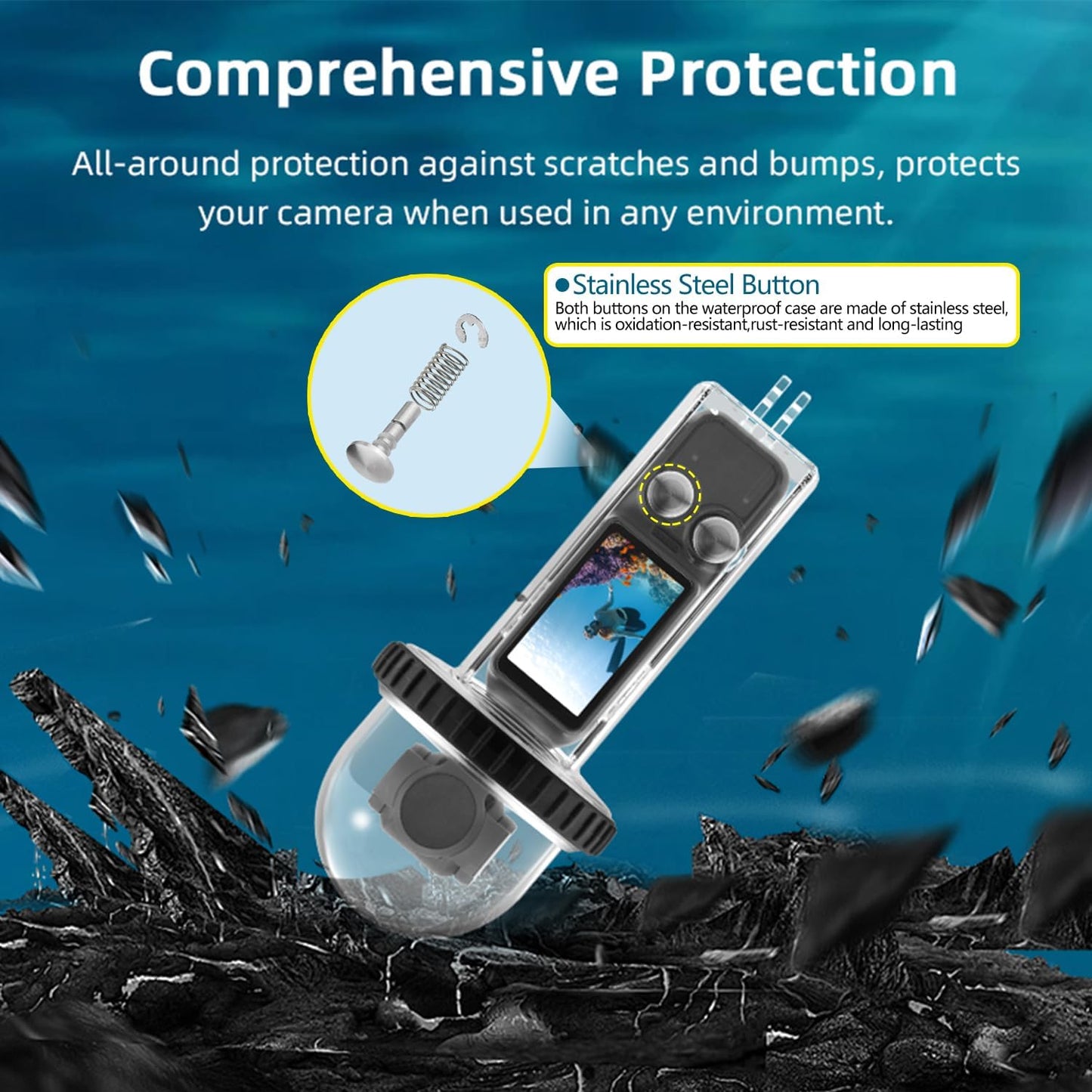 40M (131ft) Osmo Pocket 3 Underwater Dive Case Housing Protective Housing Shell for DJI Osmo Pocket 3 Waterproof Accessories-Transparent