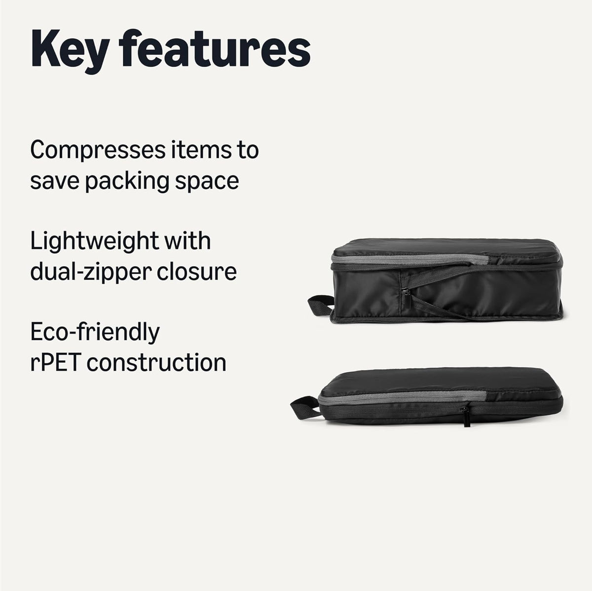Amazon Essentials Ultralight Compression Packing Cubes Packing Organizer black 4 pack Black