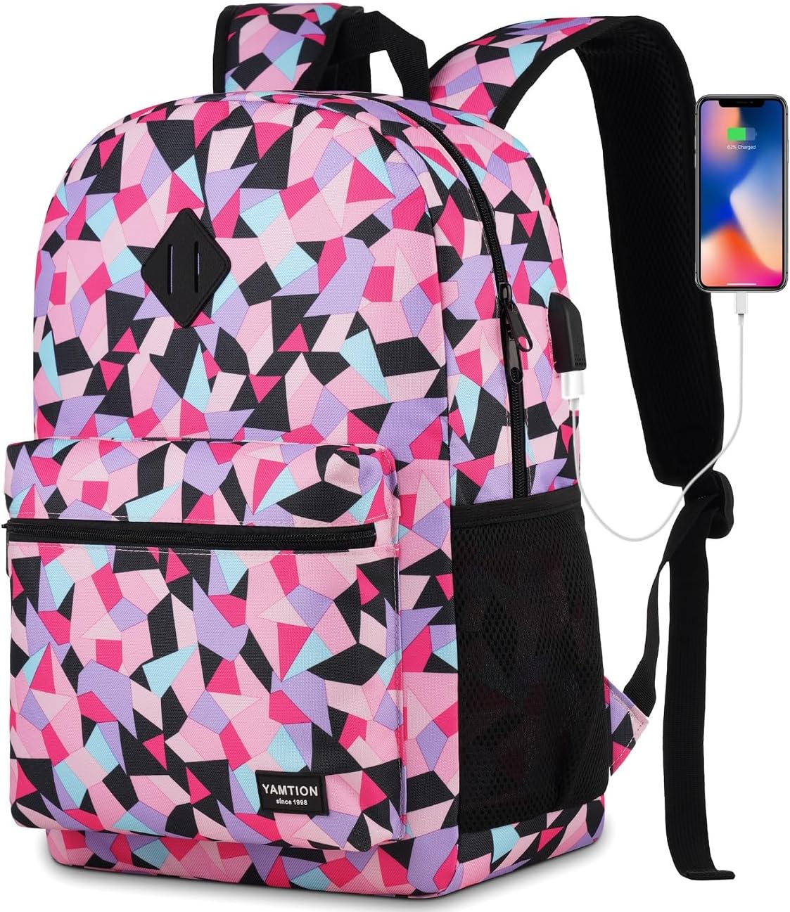 Unisex School Backpack Leaves,Casual Bookbag Adults and Teens Schoolbag with USB Port for High School College Office Work Travel
