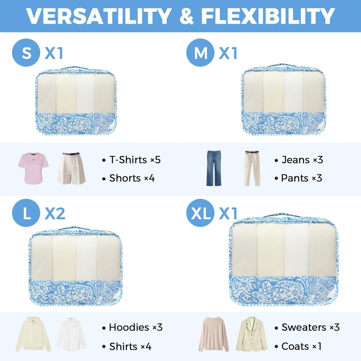 BAGAIL 9 Set Packing Cubes Luggage Packing Organizers for Travel Accessories