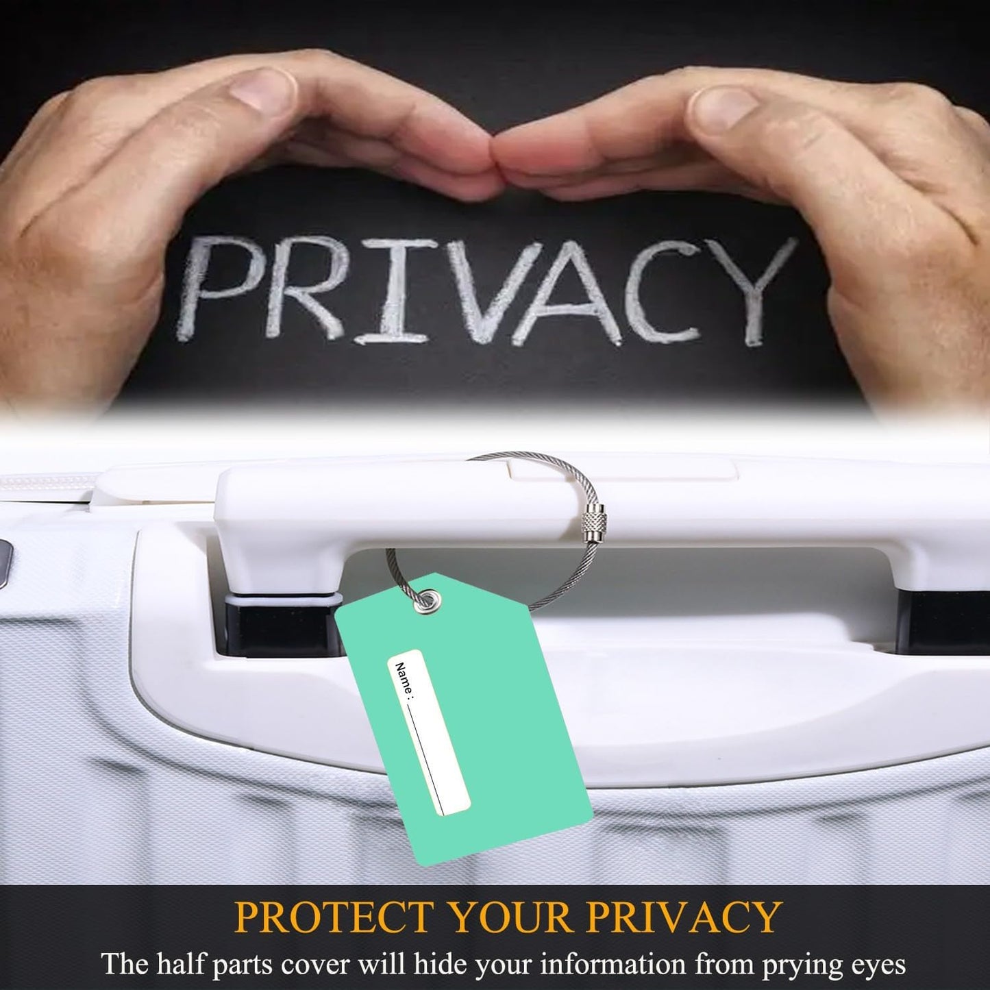 7 Pack Silicone Luggage Tag Travel Suitcase Tags with Name ID Card Perfect to Quickly Spot Baggage Handbag (Mint Green)