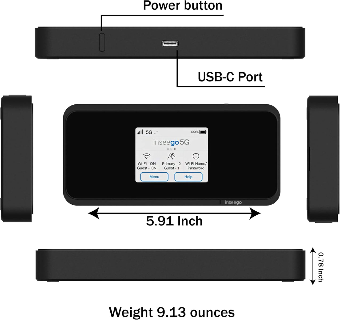 5G Mobile Portable WiFi | Verizon Wireless Jetpack Inseego MiFi M2100 | Free VPN Mobile Hotspot for Travel | Unlocked Globally | Speed Up to 2,7 Gbps | Use 8 hrs | EVDO-LINK Bundle - Verizon Sim Card