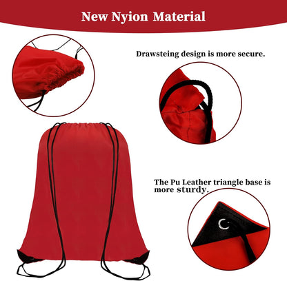 60 Pieces Red Drawstring Backpack Bags Sports Sackpack Bulk Cinch Gym Bag For Women Men Outdoor Sports Backpack