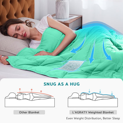L'AGRATY Weighted Blanket - 48"x72" 20lbs Cooling Breathable Heavy Blanket with Glass Beads for Adult All-Season