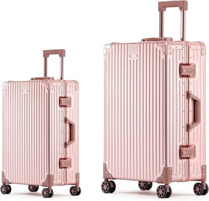 Metal All Aluminum Carry-on Luggage TSA Customs Lock Zipperless Silent Rotary by XZSP+AISU
