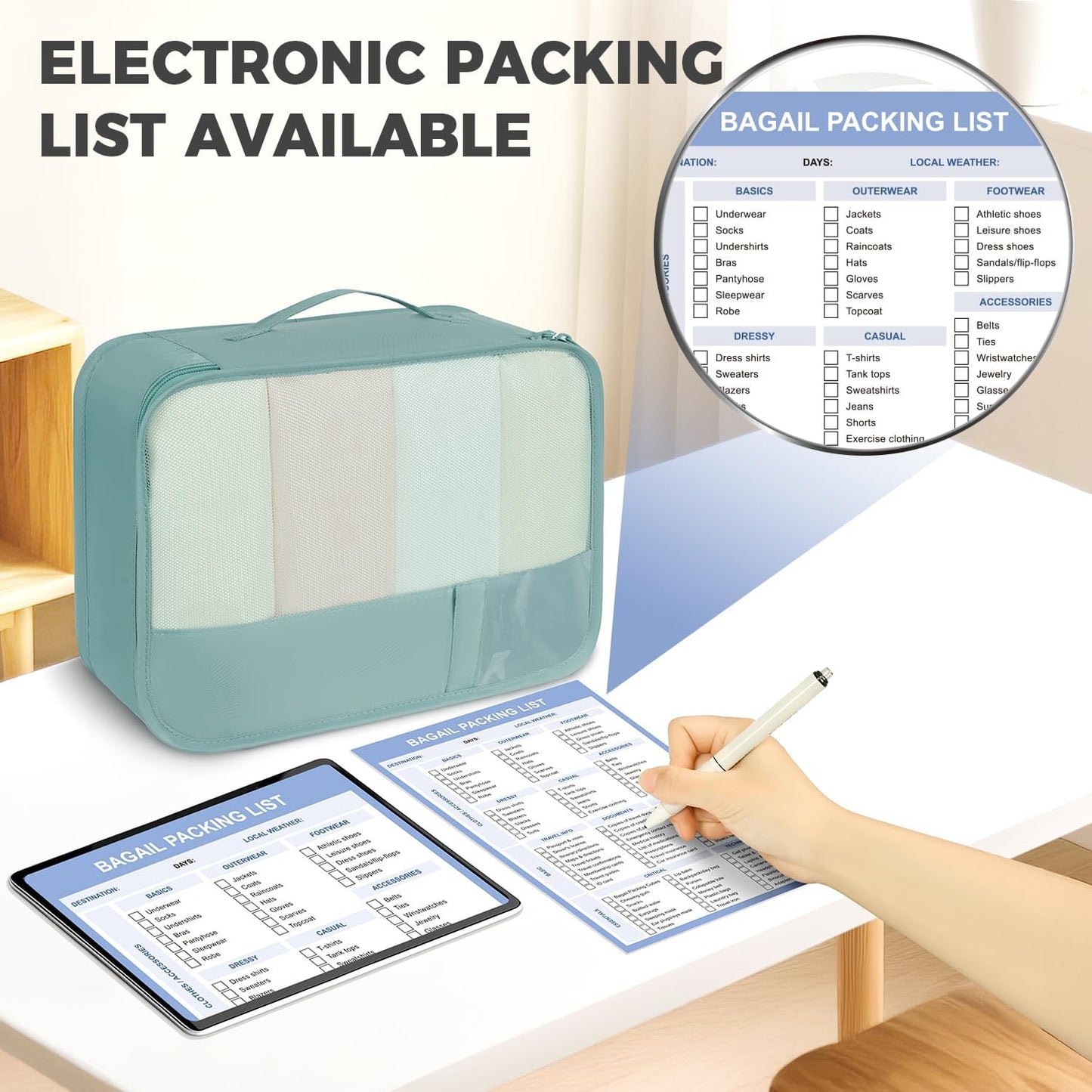 BAGAIL 9 Set Packing Cubes Luggage Packing Organizers for Travel Accessories