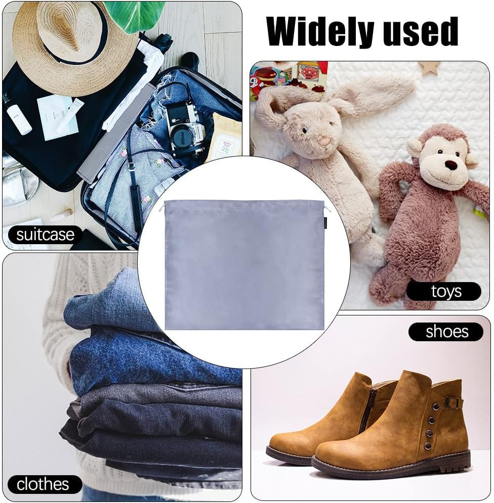 6 Pack Dust Bags for Handbags Silk Dust Cover Bag for Handbags Purses Shoes Boots, Silk Dustproof Drawstring Bag Travel Storage Pouch (Gray, 23.6 × 19.6 in)