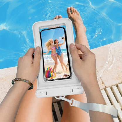 IPX8 Floating Waterproof Phone Pouch 2-Pack,7.2 Inch Waterproof Pouch for iPhone16/15/14 Pro Max Galaxy S24/S23 Adjustable Lanyard + Wrist Strap Beach Swimming Travel Essentials Black White