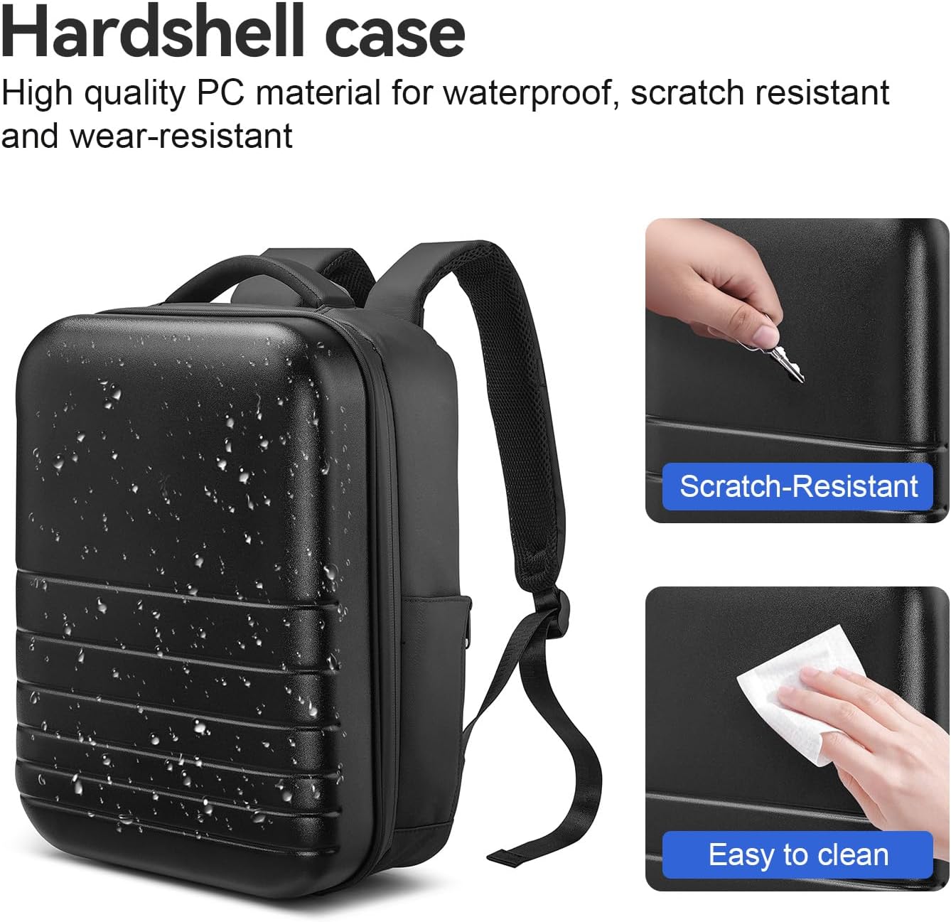 SOKOK Carry On Travel Backpack Waterproof Business Backpack with Laptop Compartment, Hardshell Computer Backpack for Men and Women, Black