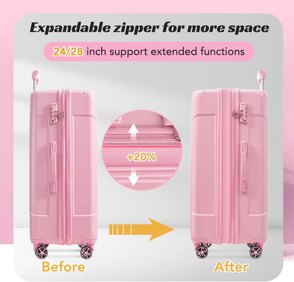 Merax 24 Inch Expandable Checked Luggage, Hardshell ABS Medium Suitcase with Spinner Wheels, TSA Lock, Lightweight Travel Suitcase for Long Trips and Vacations