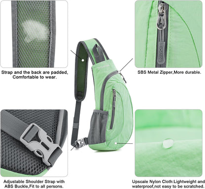 G4Free Sling Bag for Men Women, Small Crossbody Backpack Lightweight Chest Shoulder Bags for Travel, Outdoor and Sports (Light Green)