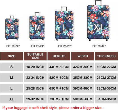WUJIAONIAO Travel Luggage Cover Baggage Suitcase Cover Protector Skins 18-32 Inch (Flower, S (for 18-20 inch luggage))