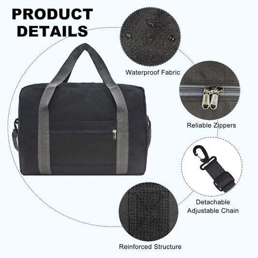 For Spirit Airlines Personal Item Bag 18x14x8 in Underseat Carry-on Luggage foldable Travel Duffle Bag for Airplanes(30L, Black)