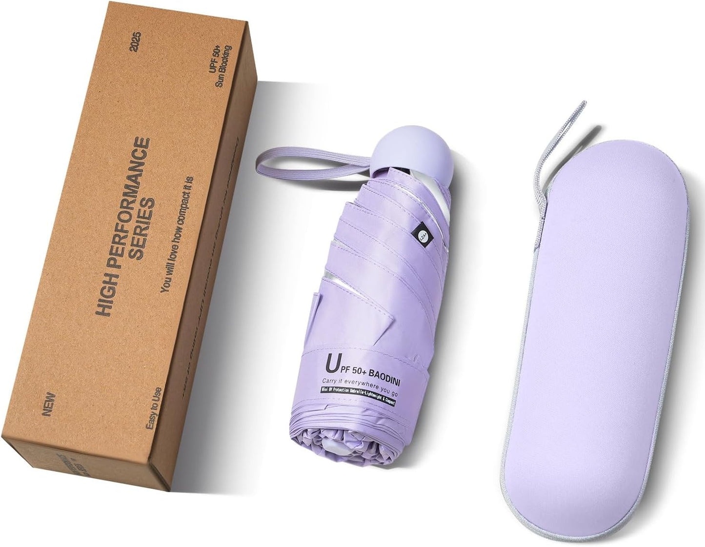 BAODINI Travel Mini Umbrella for Purse With Case Small Compact UV Sun Protection Sun Lightweight Tiny Pocket Umbrella for Women Girls and Men