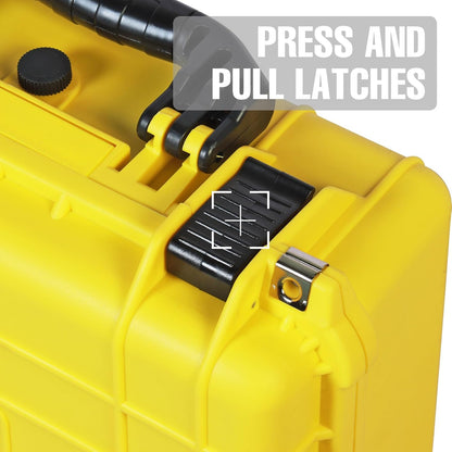 16x 12.8x 6.8 Inch Hard Case, Portable Weather Waterproof Protective Camera Case with Customizable Foam, Fit Use of Drones, Camera, Equipments, Yellow