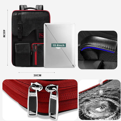 ZINZ Laptop Backpack 15 15.6 16 Inch, Expandable Computer Rucksack with Multi-Pockets Anti-Theft Travel Daypack for Men and Women,Black&Red