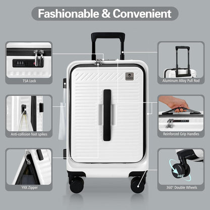 20 Inch Luggage with Spinner Wheels,Expandable Front Opening Suitcase 100% PC Hard Shell TSA Lock, Smooth Rolling Wheels, Lightweight Travel for Men and Women, Y03 Yellow Slightly Larger