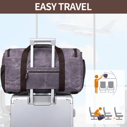 Travel Duffle Bag Weekender Bag with Shoe Compartment Overnight Bag for Men Travel Bag Carry On Lugguage Gray