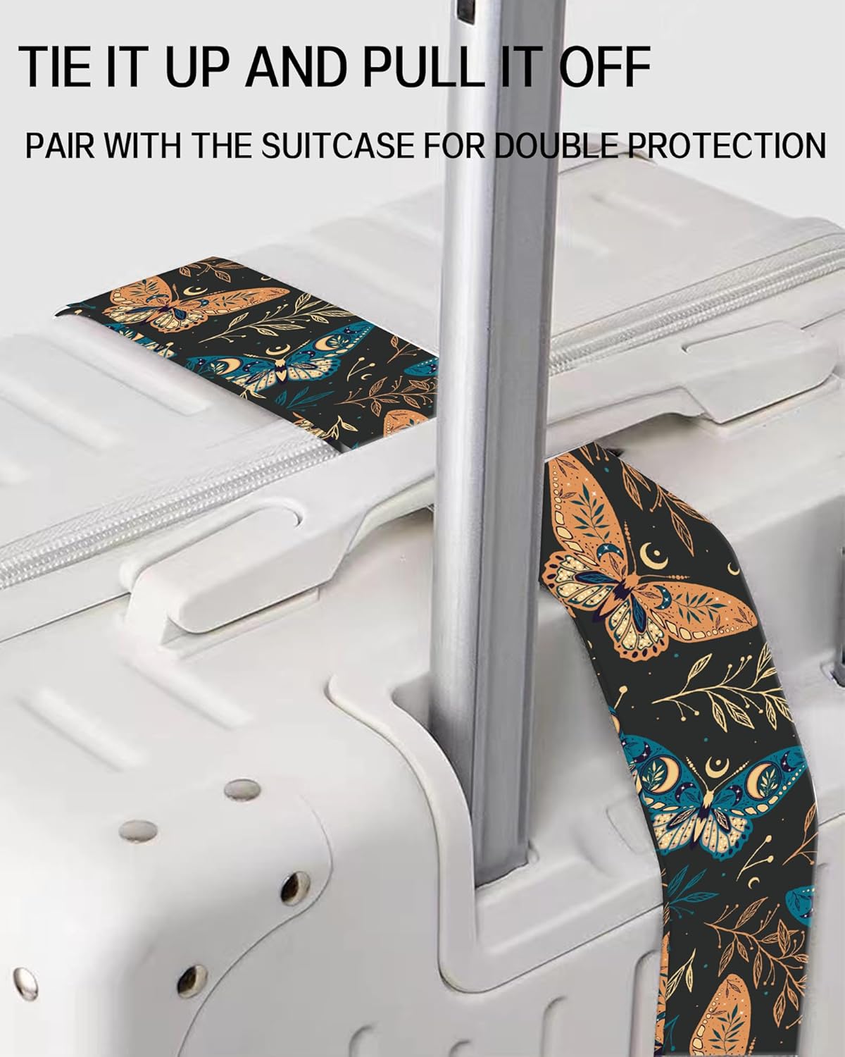 Luggage Straps for Suitcases, Adjustable Travel Belt, Durable Wide Luggage Strap, Cute Suitcase Strap Identifiers with Buckle, Bag Straps for Luggage, Boho Butterfly