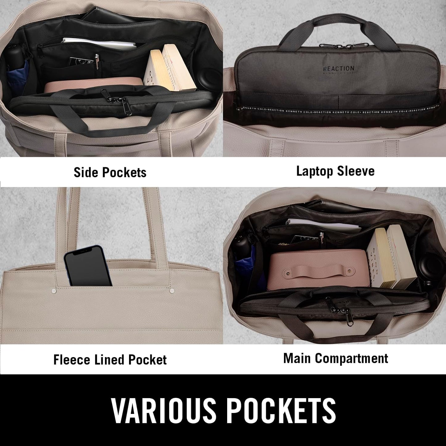 Kenneth Cole REACTION Marley Backpack, Taupe, 16" Laptop Tote